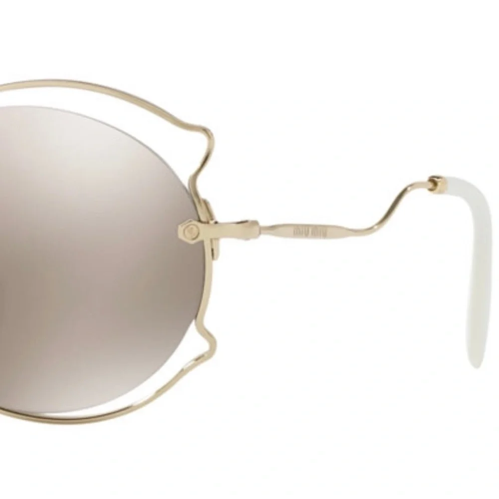 Designer NEW IN BOX - MIU MIU MU 50SS Round Wire Rim Designer Sunglasses, Gold